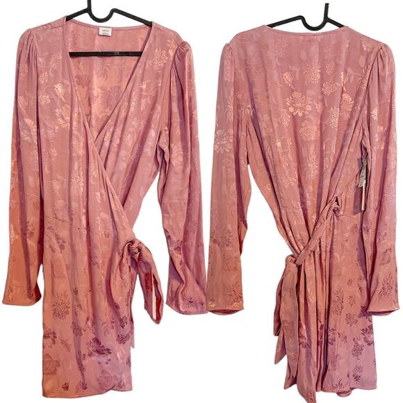 Wilfred Callie Wrap Mini Dress Long Sleeve Pink L - Picture 4 of 8